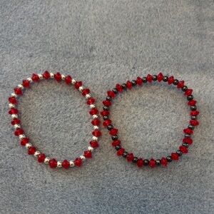 Elegant Red and Black Beaded Bracelets
